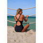 One Piece V Neck Hollowed Out Stretch Swimsuit