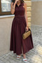 Collared Belt Sleeveless A Line Midi Dress 