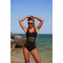 One Piece Tummy Control Mesh Cross Swimsuit 