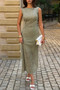 Solid Refined Cocktail Party Lace Midi Ruched Waist Dress 