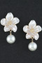 Polished Flower Pearl Drop Earrings