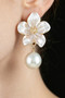 Polished Flower Pearl Drop Earrings
