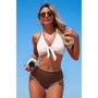 Two Piece Tie Knot Contrast High Waisted Bikini 