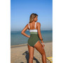One Piece Color Block U Neck Stretch Swimsuit 