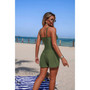 Two Piece Solid Sling Pleated Pocket Stretch Swimsuit