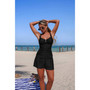 Two Piece Solid Sling Pleated Pocket Stretch Swimsuit