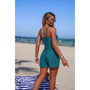 Two Piece Solid Sling Pleated Pocket Stretch Swimsuit