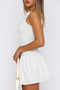 Boat Neck Sleeveless Ruched Ruffle Hem Mini Dress 
