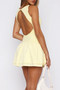 Boat Neck Sleeveless Ruched Ruffle Hem Mini Dress 