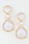 Hammered Stone Shell Drop Earrings