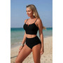 Two Piece Solid Strap High Waiste Pleated Bikini