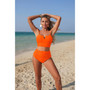 Two Piece Solid Strap High Waiste Pleated Bikini