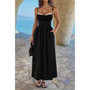 Contrast Color Lace Spaghetti Strap Long Dress 