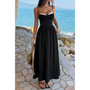 Contrast Color Lace Spaghetti Strap Long Dress 