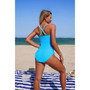 One Piece Color Block V Neck Stretch Swimsuit 