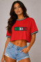 Micro Mesh Mexico Print Crop Top​