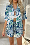 Two Pieces Floral Print Button Down Sets