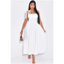 Solid Tie Straps Waist Corset Ruched Full Dress 