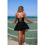 One Piece Solid Elastic Sleeveless Skirt Swimsuit 