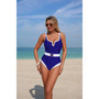 One Piece Color Block Metal Buckle Belt Swimsuit 
