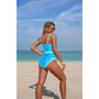One Piece Color Block Metal Buckle Belt Swimsuit 