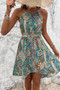 Sleeveless Paisley Print Halter Neck Dress 