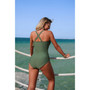V Neck Ruched Mesh Corss Back Swimsuit 