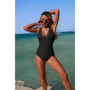 V Neck Ruched Mesh Corss Back Swimsuit 