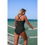 V Neck Ruched Mesh Corss Back Swimsuit 