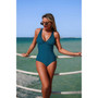 V Neck Ruched Mesh Corss Back Swimsuit 