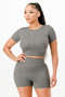 Ribbed Seamless T-Shirt And Bike Shorts Set