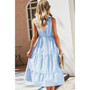 Strip Sleeveless V Neck A Line Color Block Dress 