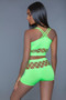 2 Pc Fishnet Set That Includes A Tank Crop Top With Criss-Cross Cami Straps And A Pair Of High Waisted Booty Shorts