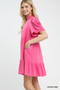 Umgee Linen Tiered Babydoll Dress with Scalloped Sleeves
