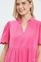Umgee Linen Tiered Babydoll Dress with Scalloped Sleeves