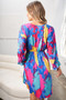 White Birch Full Size Printed V-Neck Mini Dress