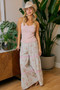 BiBi Rose Printed Gauze Trim Detail Smocked Maxi Pants