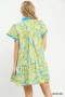 Umgee Leaf Print Flutter Sleeve Tiered Mini Dress