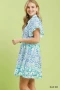 Umgee Mixed Floral Tiered Mini Dress with Flutter Sleeves