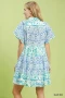 Umgee Mixed Floral Tiered Mini Dress with Flutter Sleeves