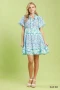 Umgee Mixed Floral Tiered Mini Dress with Flutter Sleeves