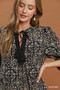 Umgee Mix Geometric Print V-Neck Tassel Detail Tunic Dress