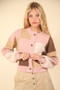VERY J Color Block Button Down Textured Sweater Cardigan