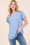 BOMBOM Textured Floral Pattern Short Sleeve T-Shirt