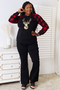 Heimish Full Size Sequin Reindeer Graphic Plaid Top