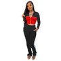 Women'S Solid Patchwork Fashion Sports Casual Two Piece Tracksuit