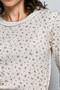 POL Ribbed Knit Floral Crew Neck Long Sleeve Top