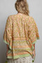POL Block Print Floral Tie Front Boho Blouse