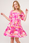 And The Why Color Block Puff Sleeve Dress