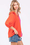 GeeGee Full Size Ruffle Trim Contrast Blouse